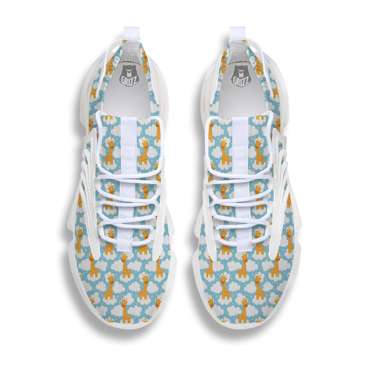 Giraffe Cute Cartoon Print Pattern White Gym Shoes-grizzshop