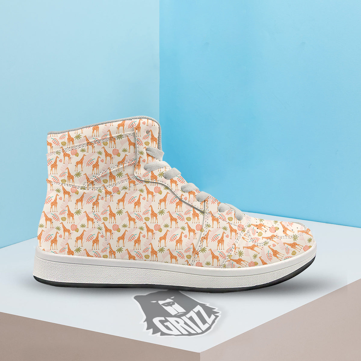 Giraffe Cute Print Pattern High Top Sneakers-grizzshop