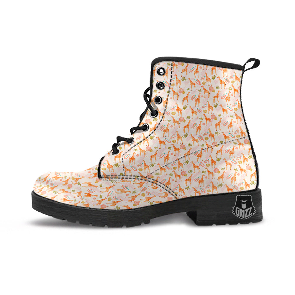 Giraffe Cute Print Pattern Leather Boots-grizzshop