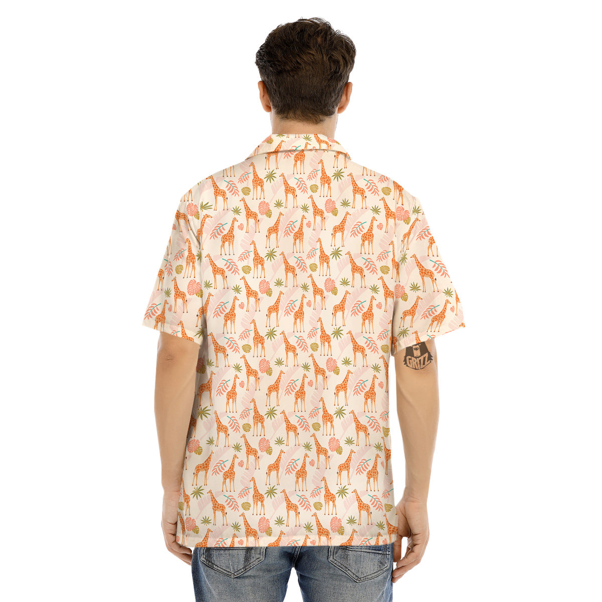 Giraffe Cute Print Pattern Men's Hawaiian Shirt-grizzshop