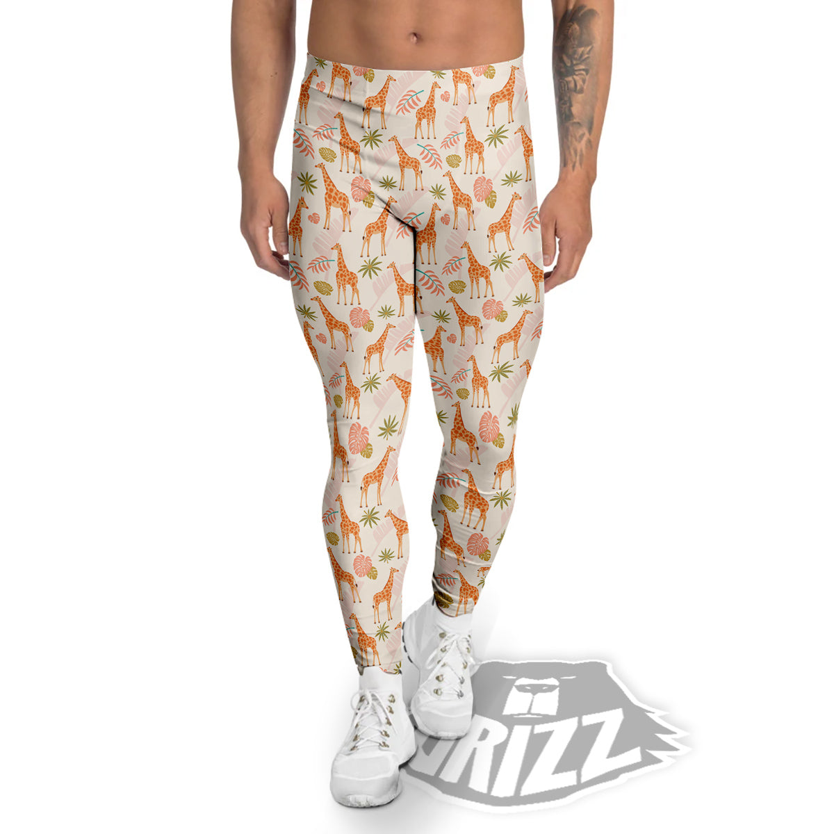 Giraffe Cute Print Pattern Men's Leggings-grizzshop