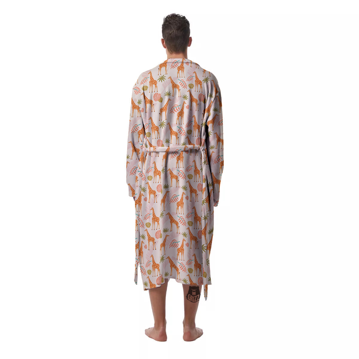 Giraffe Cute Print Pattern Men's Robe-grizzshop