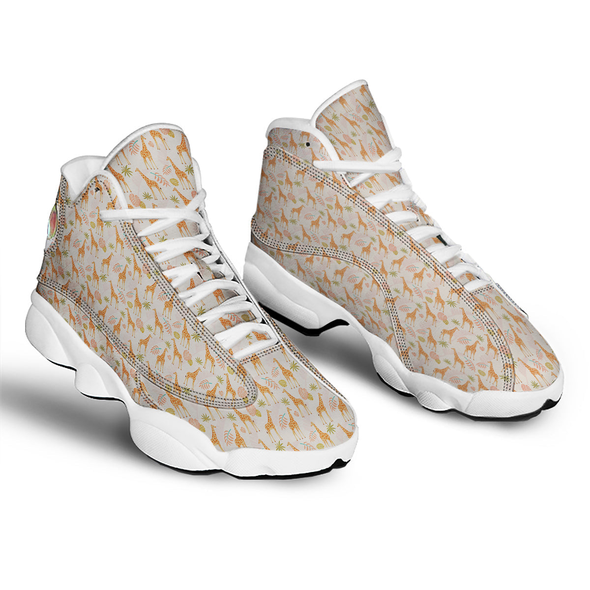 Giraffe Cute Print Pattern White Basketball Shoes-grizzshop