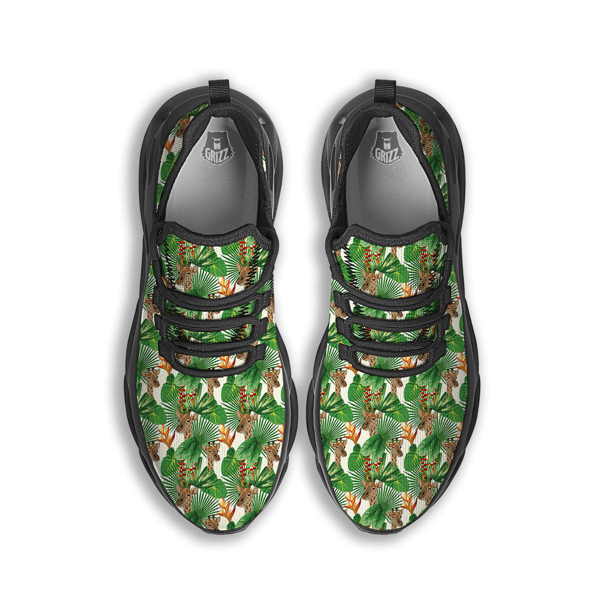 Giraffe Exotic Tropical Print Pattern Black Running Shoes-grizzshop