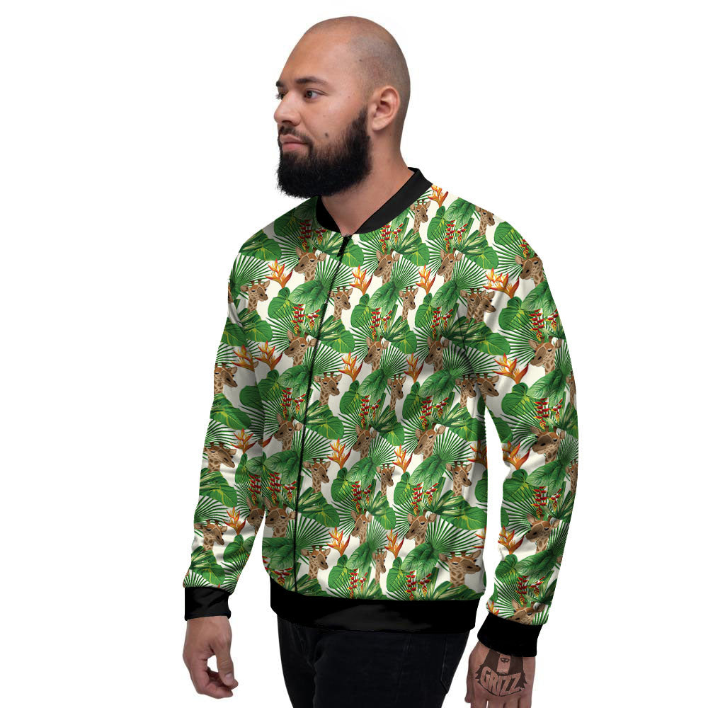 Giraffe Exotic Tropical Print Pattern Men's Bomber Jacket-grizzshop