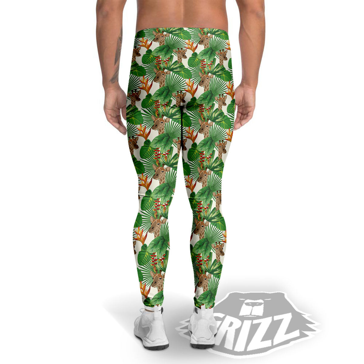 Giraffe Exotic Tropical Print Pattern Men's Leggings-grizzshop