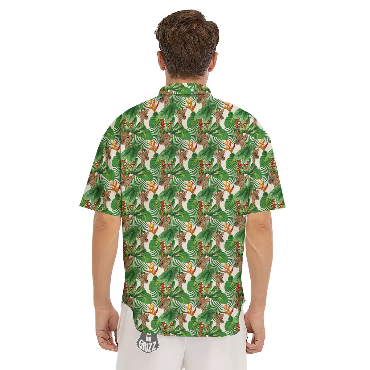 Giraffe Exotic Tropical Print Pattern Men's Short Sleeve Shirts-grizzshop