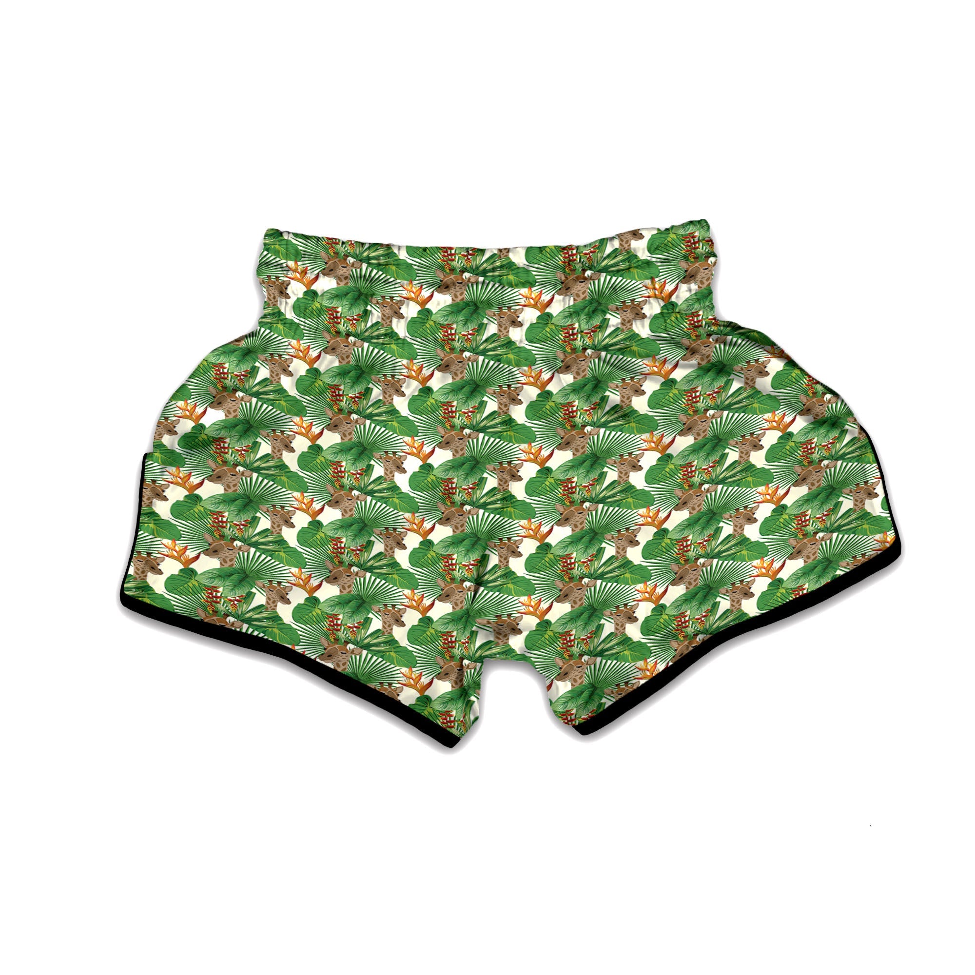 Giraffe Exotic Tropical Print Pattern Muay Thai Boxing Shorts-grizzshop
