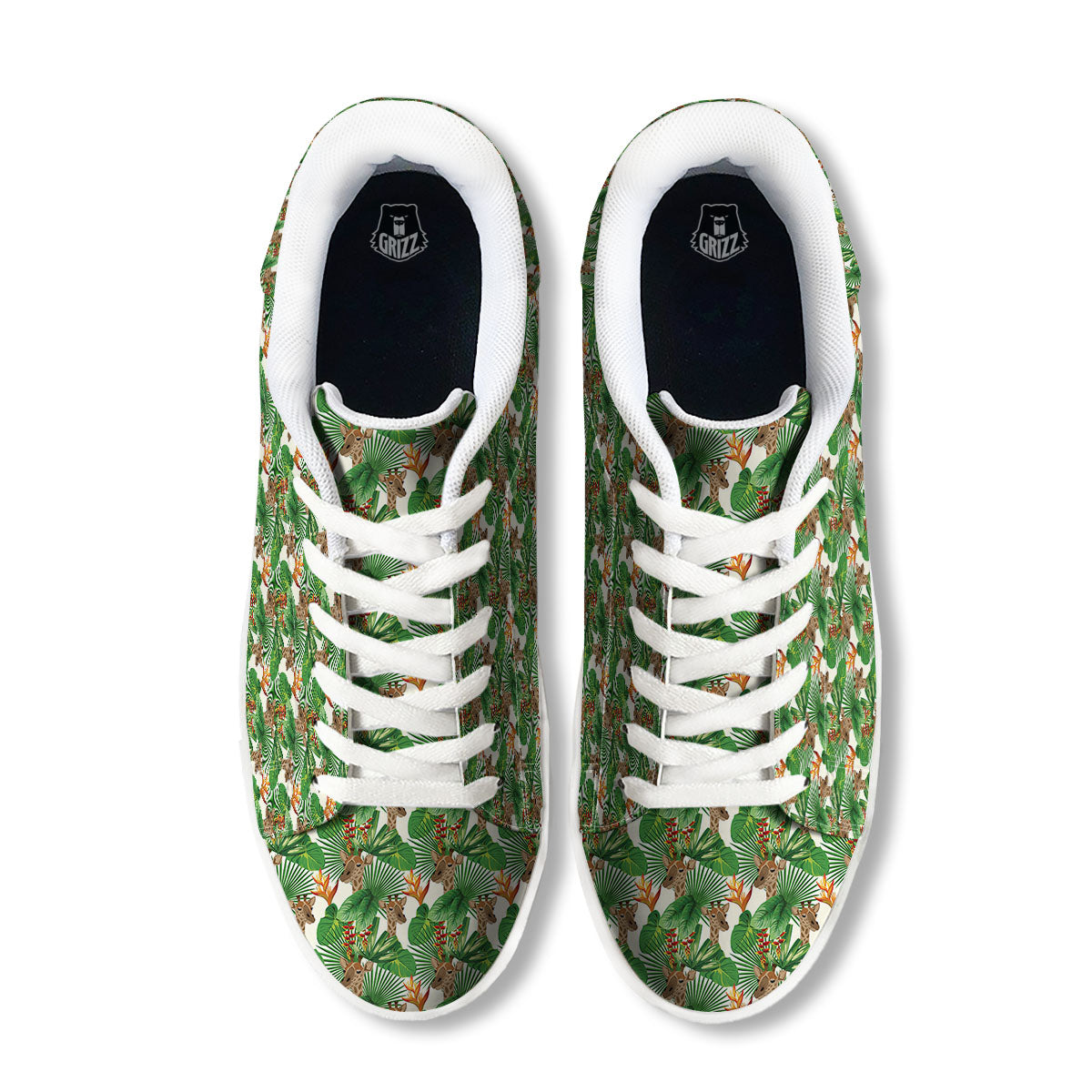 Giraffe Exotic Tropical Print Pattern White Low Top Sneakers-grizzshop