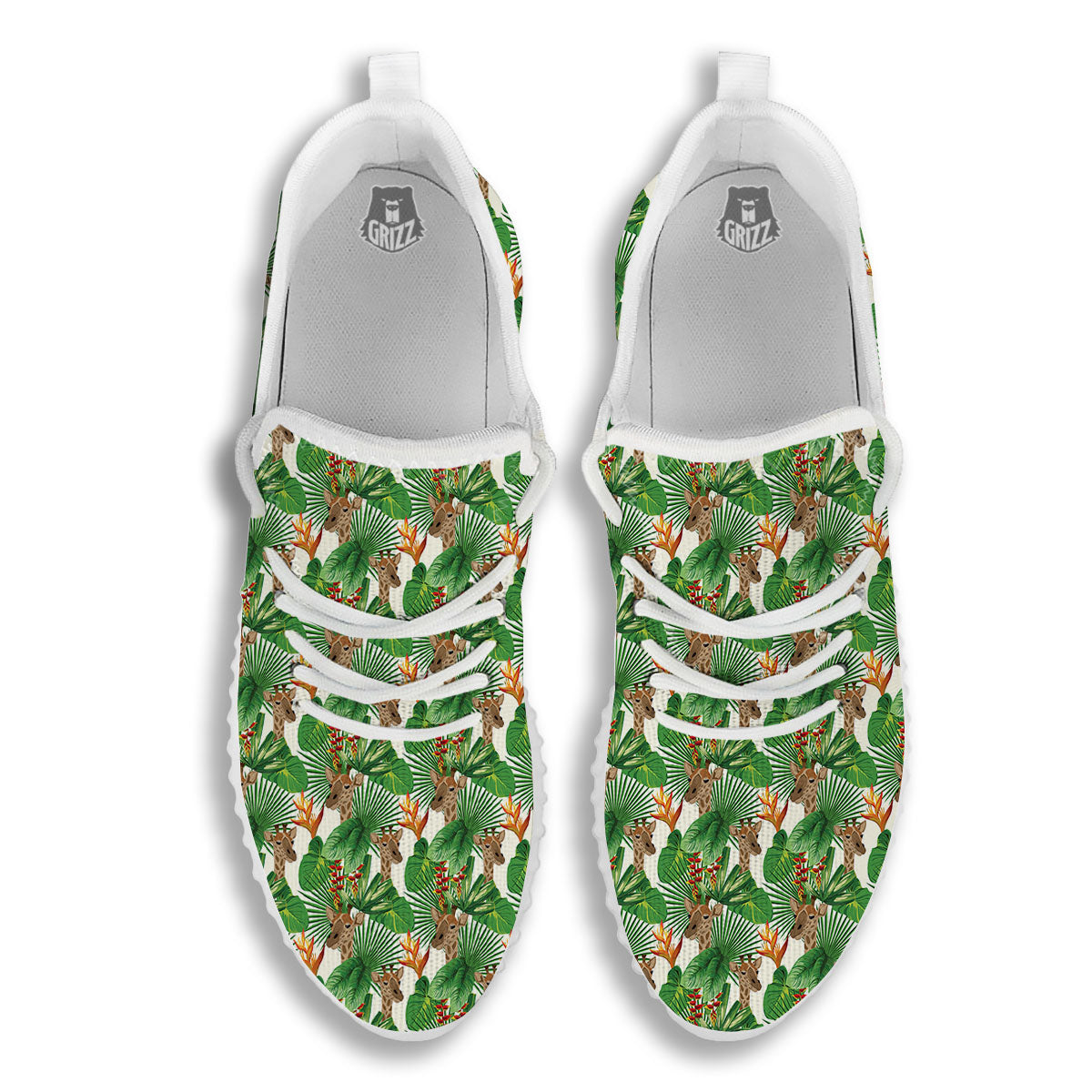 Giraffe Exotic Tropical Print Pattern White Walking Shoes-grizzshop