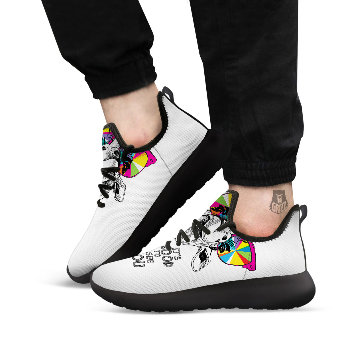 Giraffe Funny Print Black Athletic Shoes-grizzshop