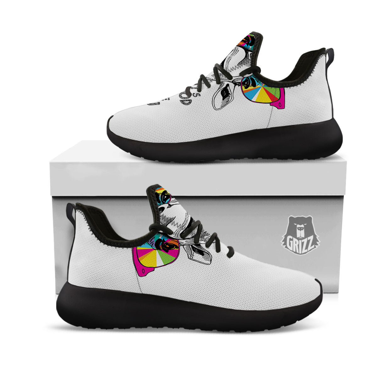 Giraffe Funny Print Black Athletic Shoes-grizzshop