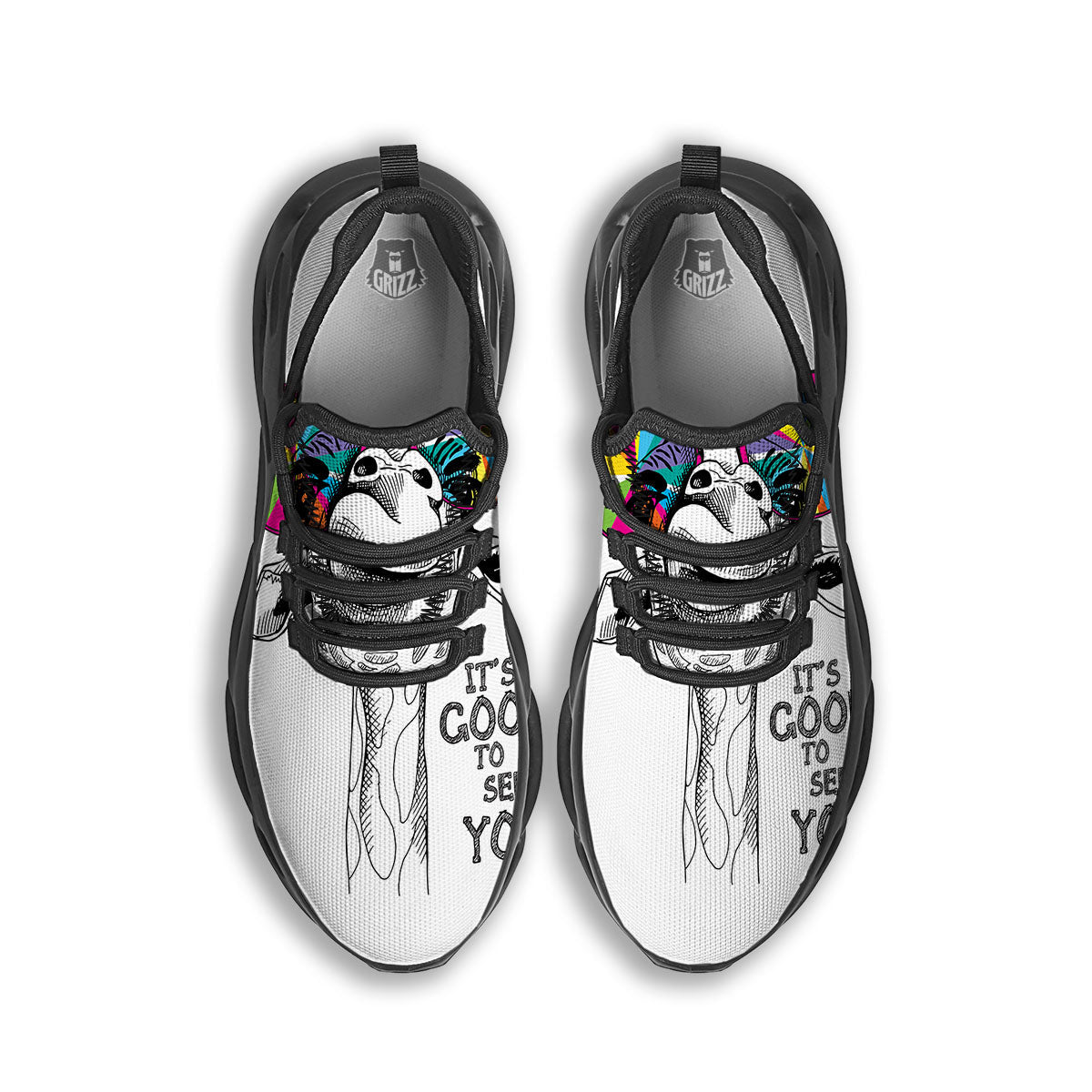 Giraffe Funny Print Black Running Shoes-grizzshop