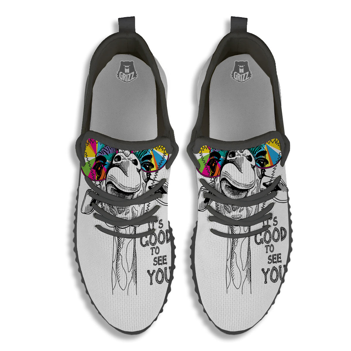 Giraffe Funny Print Black Walking Shoes-grizzshop