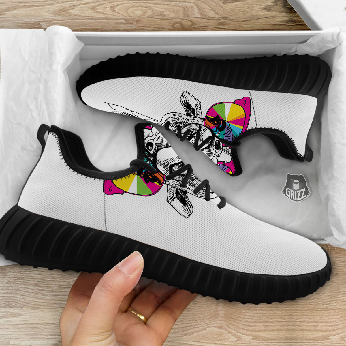 Giraffe Funny Print Black Walking Shoes-grizzshop