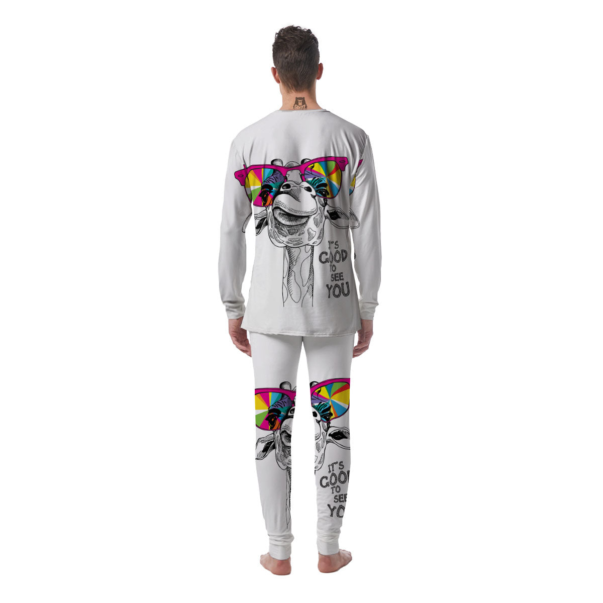 Giraffe Funny Print Men's Pajamas-grizzshop