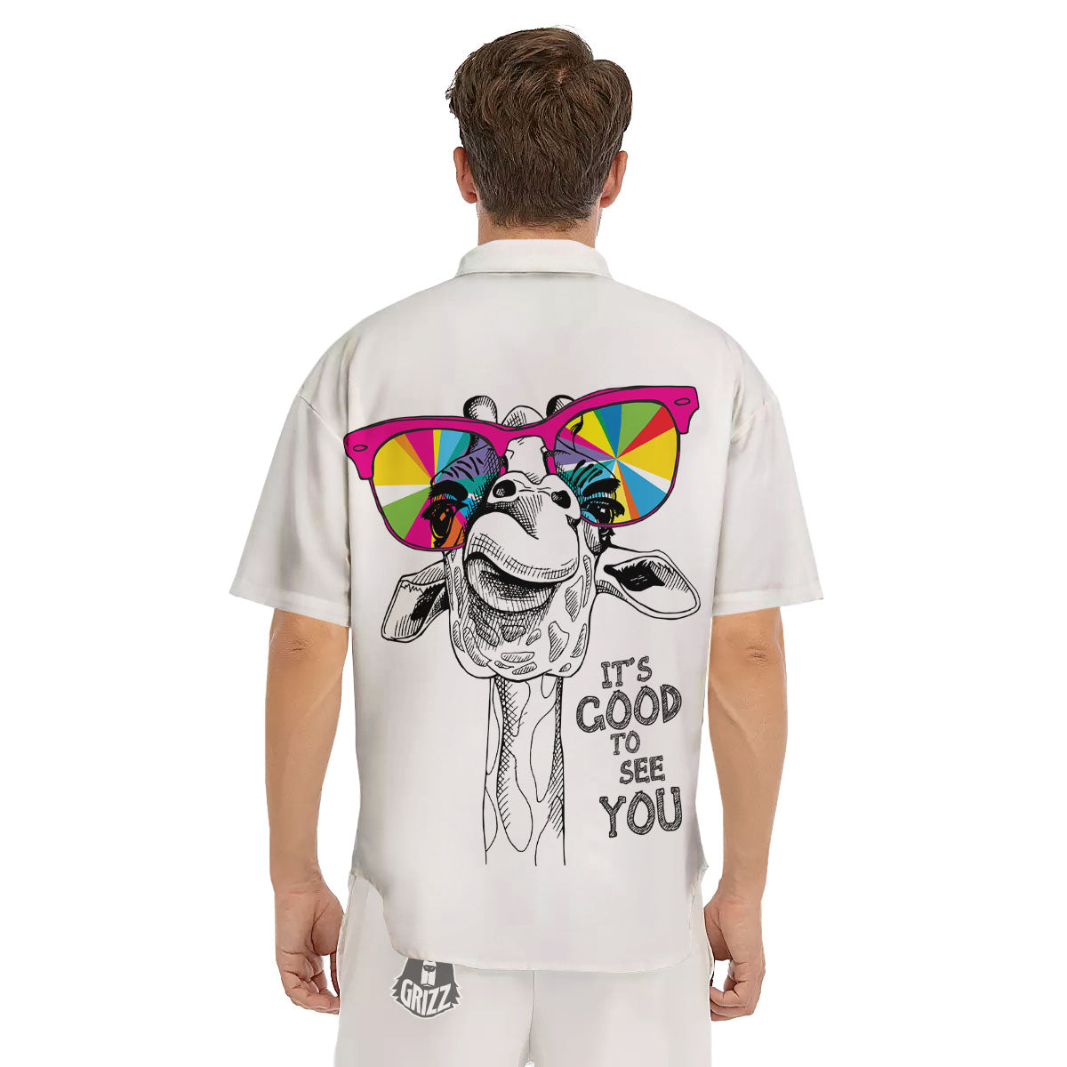 Giraffe Funny Print Men's Short Sleeve Shirts-grizzshop