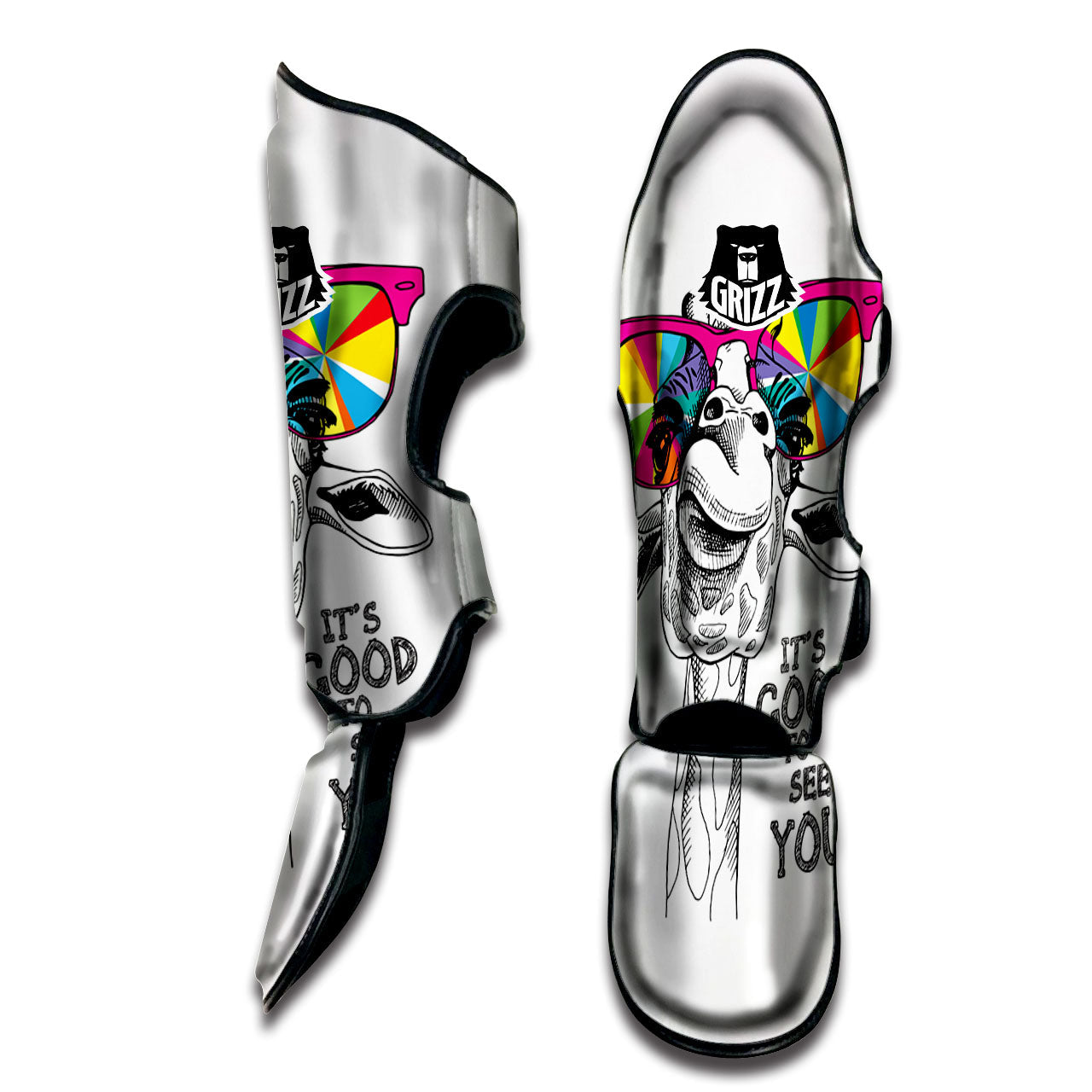 Giraffe Funny Print Muay Thai Shin Guards-grizzshop