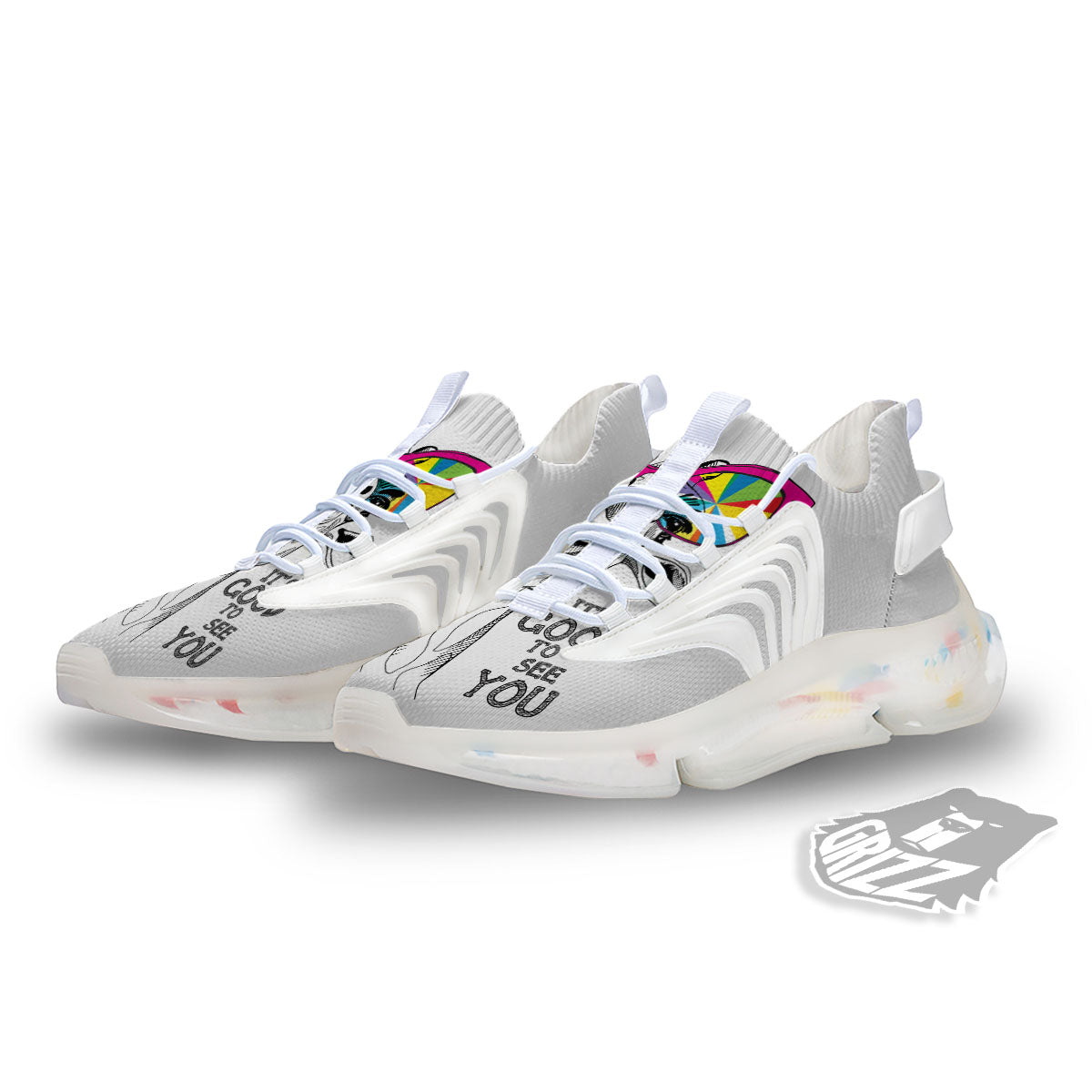 Giraffe Funny Print White Gym Shoes-grizzshop