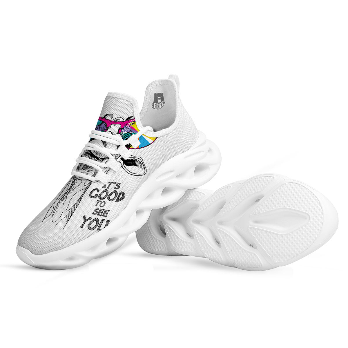 Giraffe Funny Print White Running Shoes-grizzshop