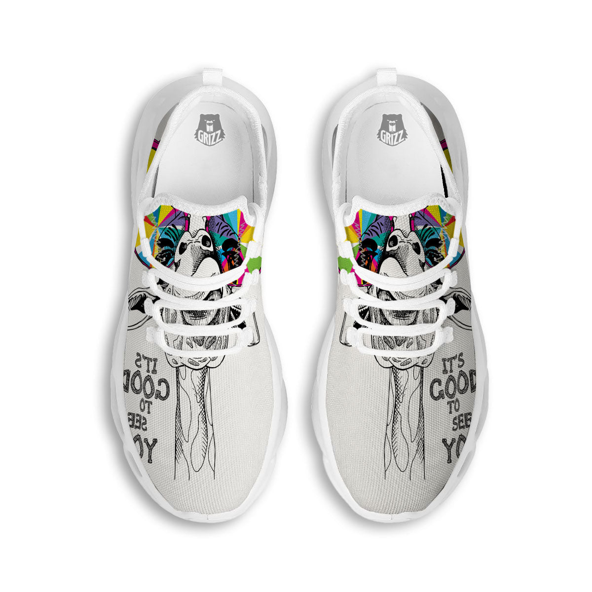 Giraffe Funny Print White Running Shoes-grizzshop