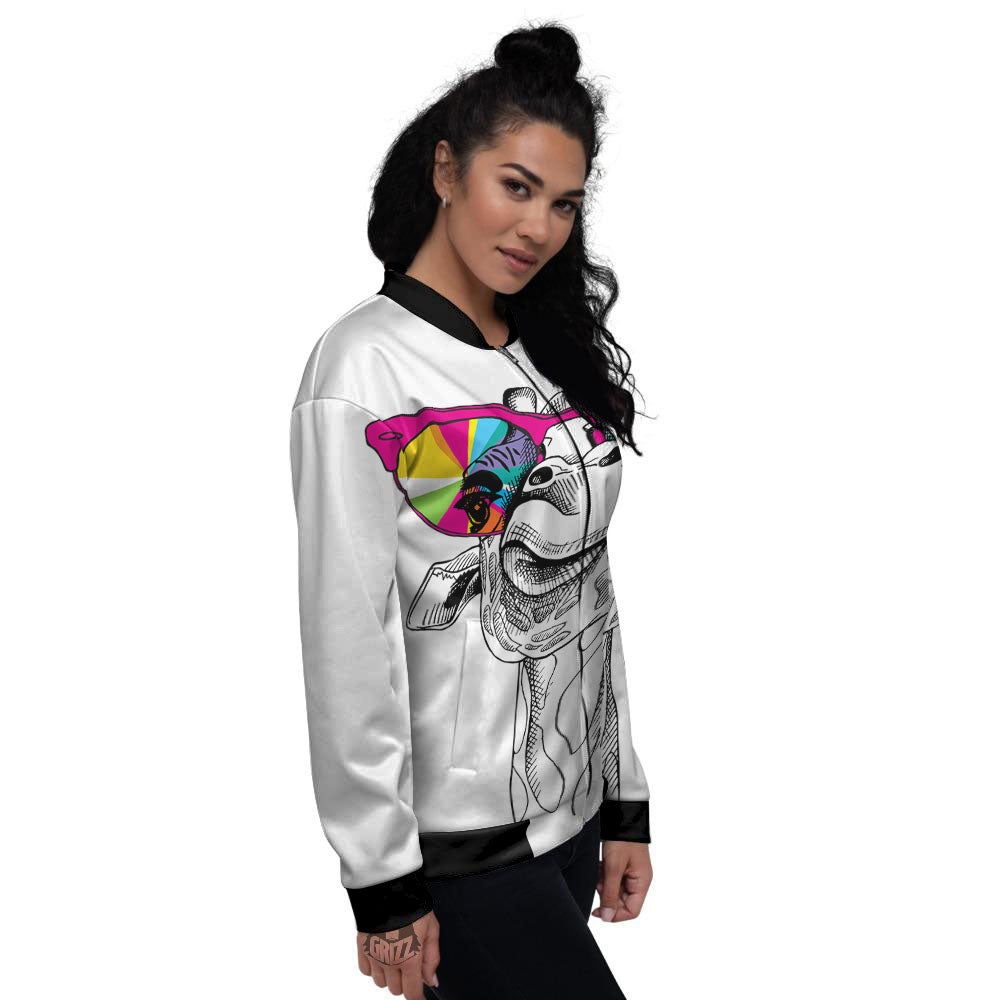 Giraffe Funny Print Women's Bomber Jacket-grizzshop