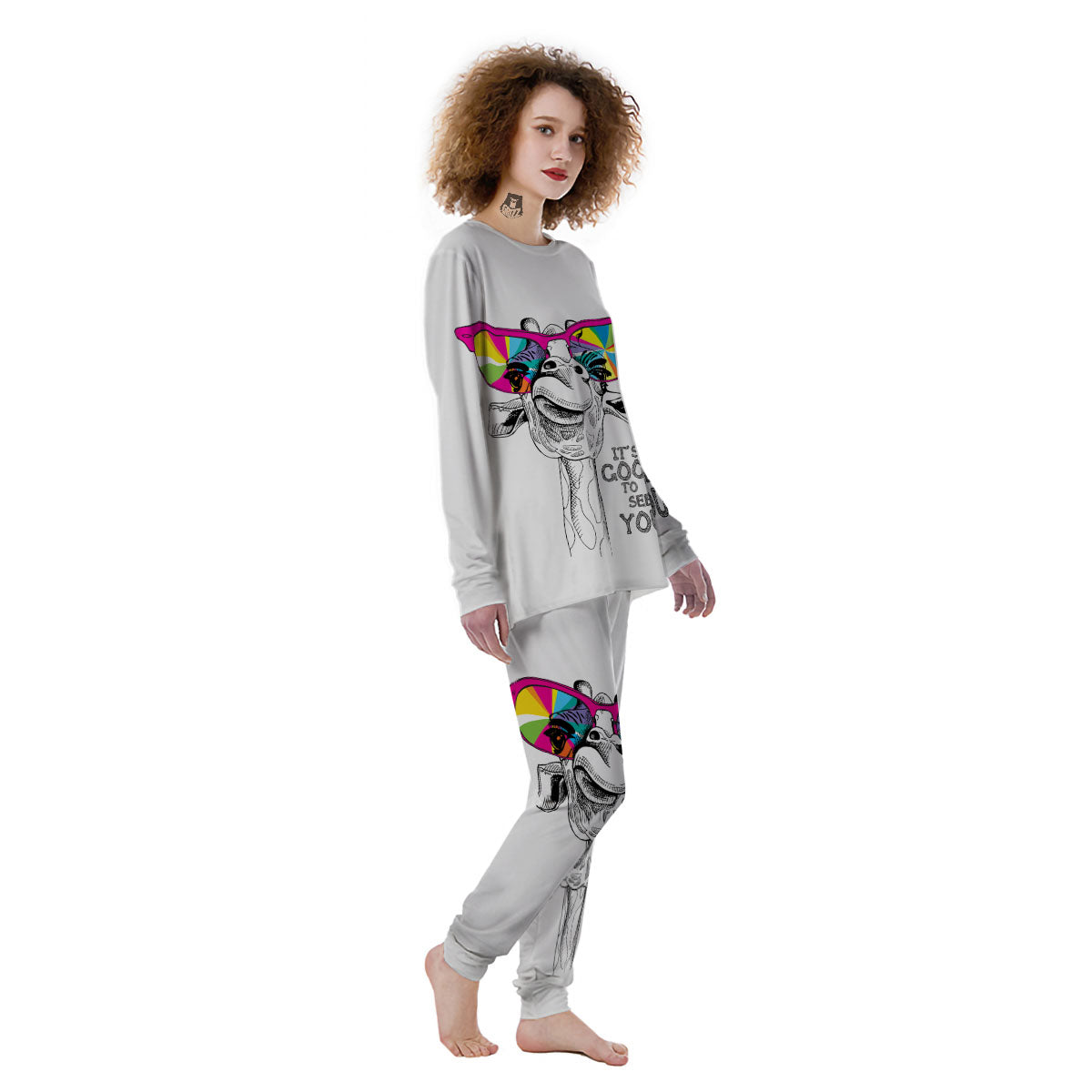 Giraffe Funny Print Women's Pajamas-grizzshop