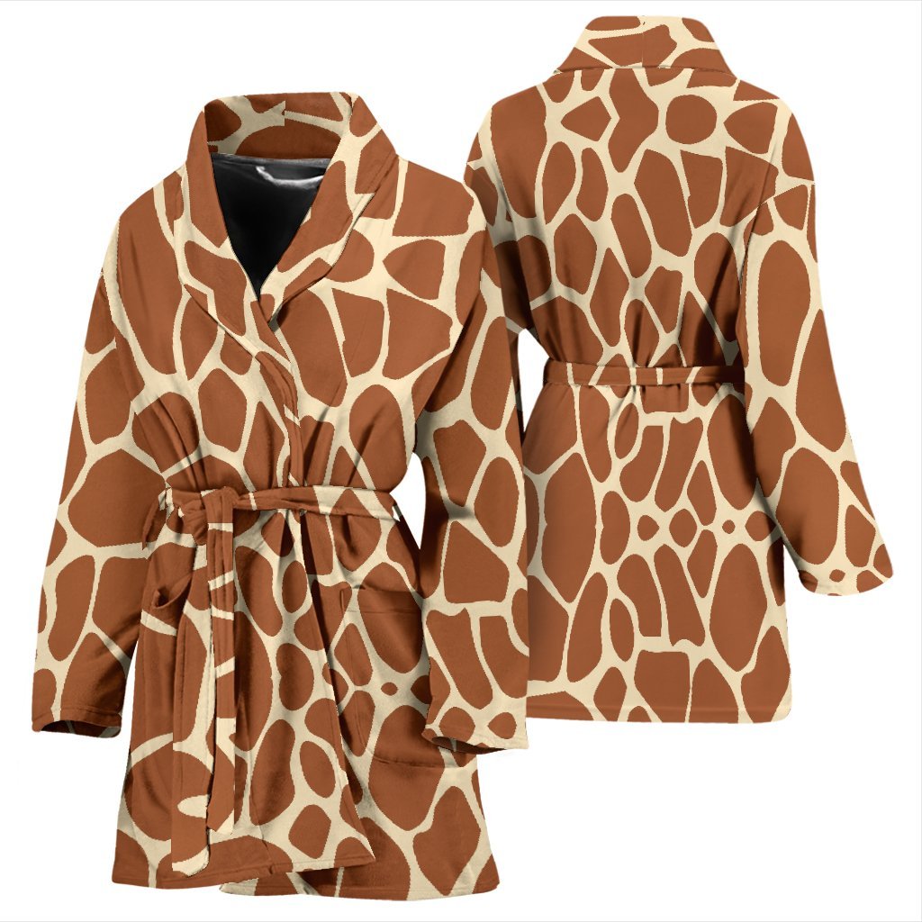 Giraffe Pattern Print Women Long Robe-grizzshop