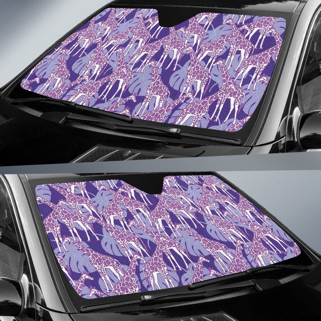 Giraffe Purple Pattern Print Car Sun Shade-grizzshop
