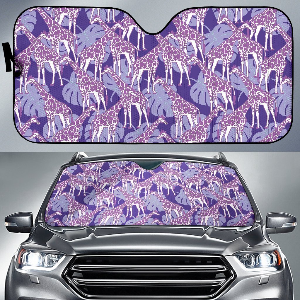 Giraffe Purple Pattern Print Car Sun Shade-grizzshop