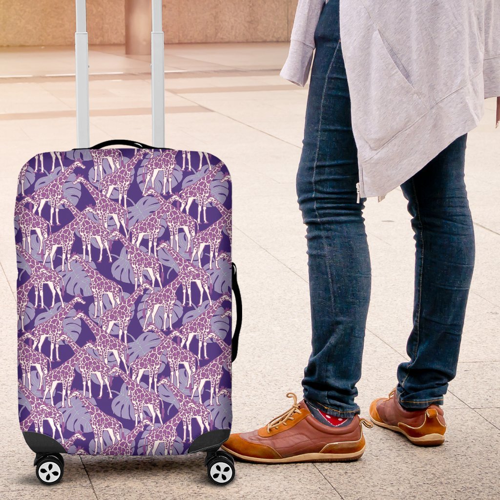 Giraffe Purple Pattern Print Luggage Cover Protector-grizzshop