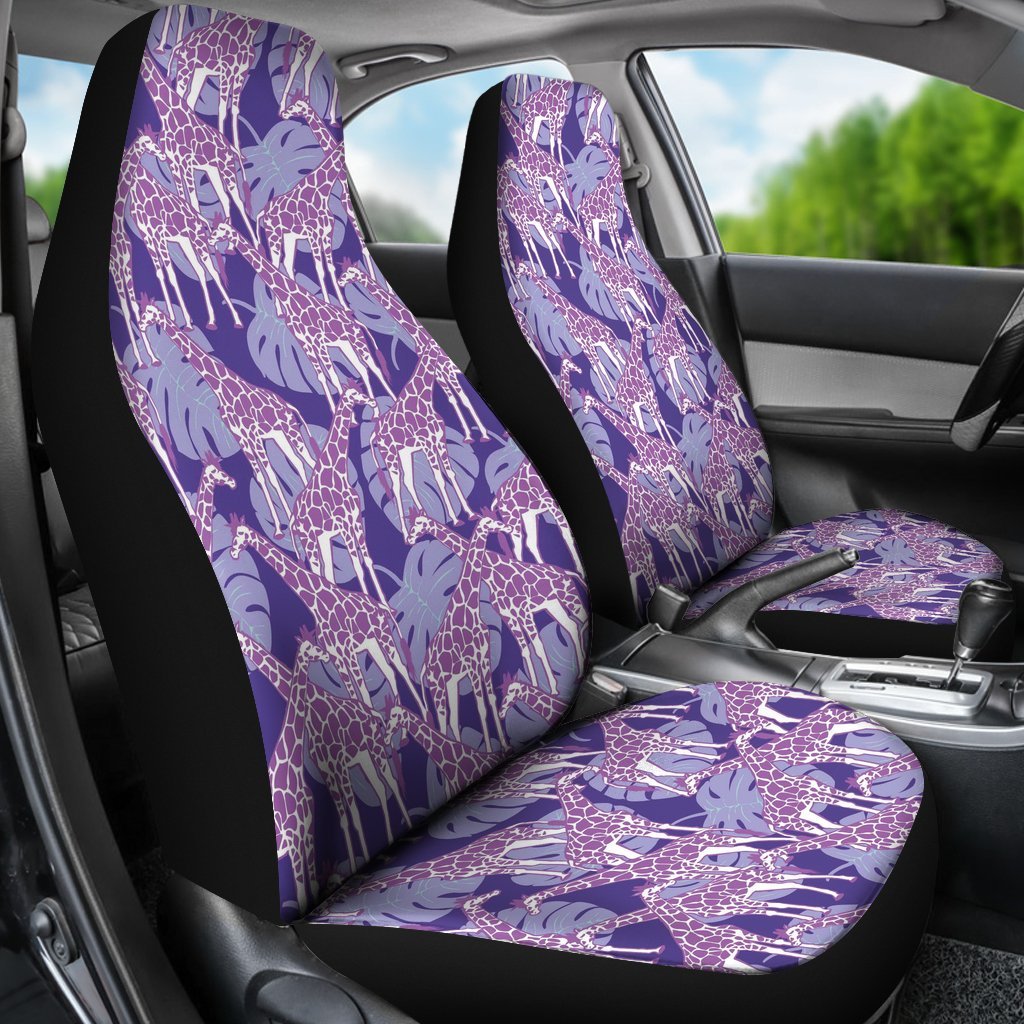 Giraffe Purple Pattern Print Universal Fit Car Seat Cover-grizzshop