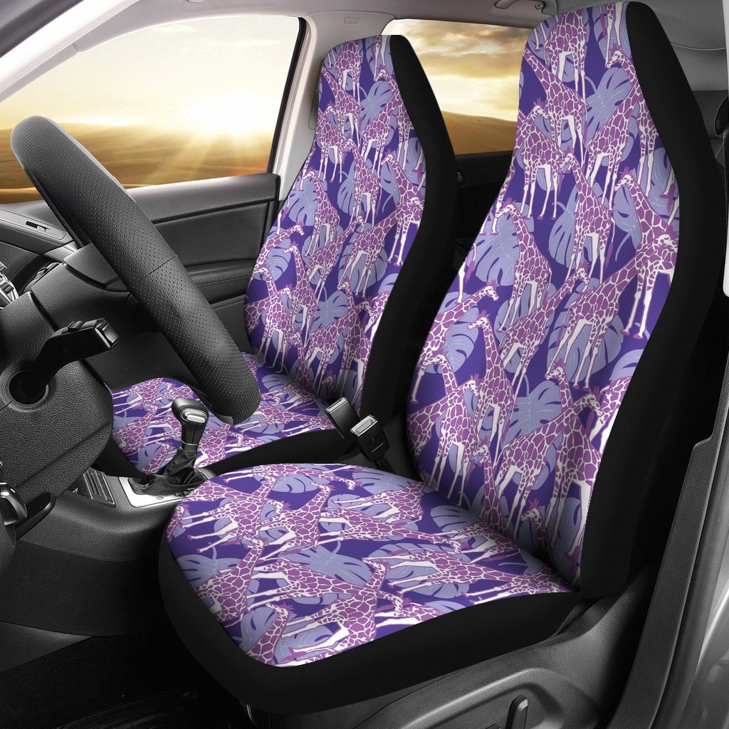 Giraffe Purple Pattern Print Universal Fit Car Seat Cover-grizzshop