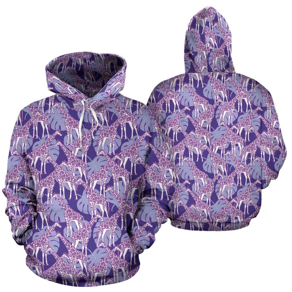 Giraffe Purple Pattern Print Women Men Pullover Hoodie-grizzshop