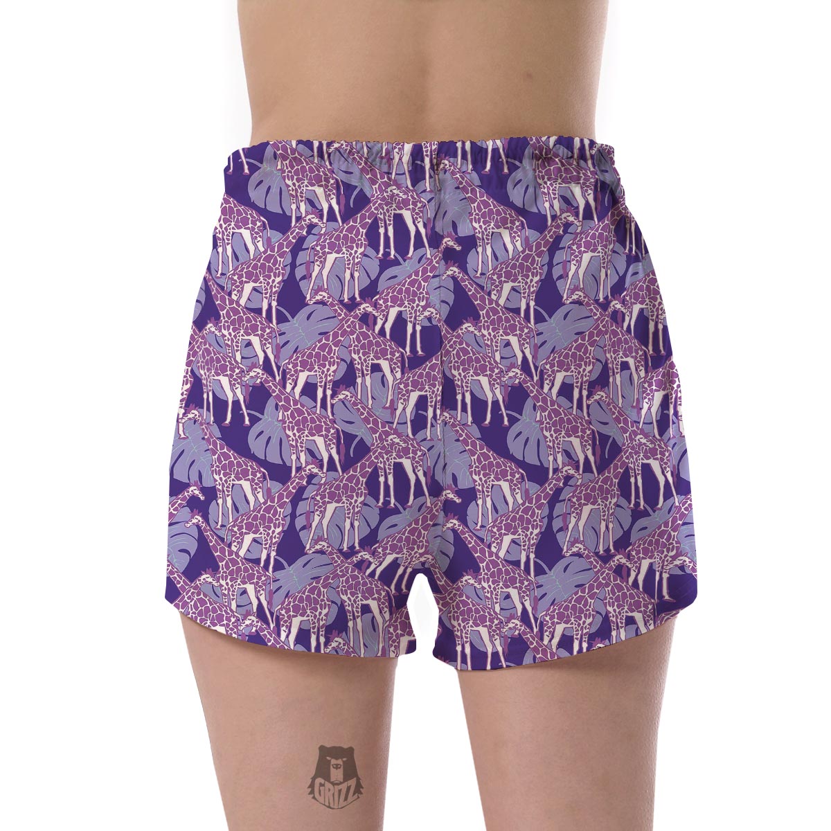 Giraffe Purple Pattern Print Women's Shorts-grizzshop