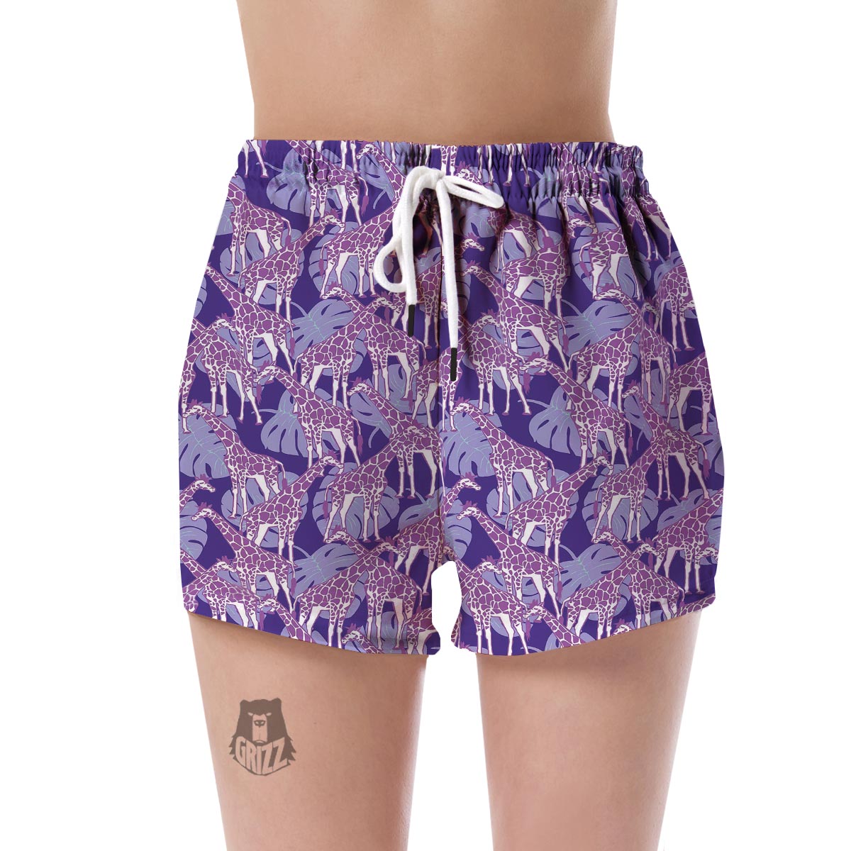 Giraffe Purple Pattern Print Women's Shorts-grizzshop