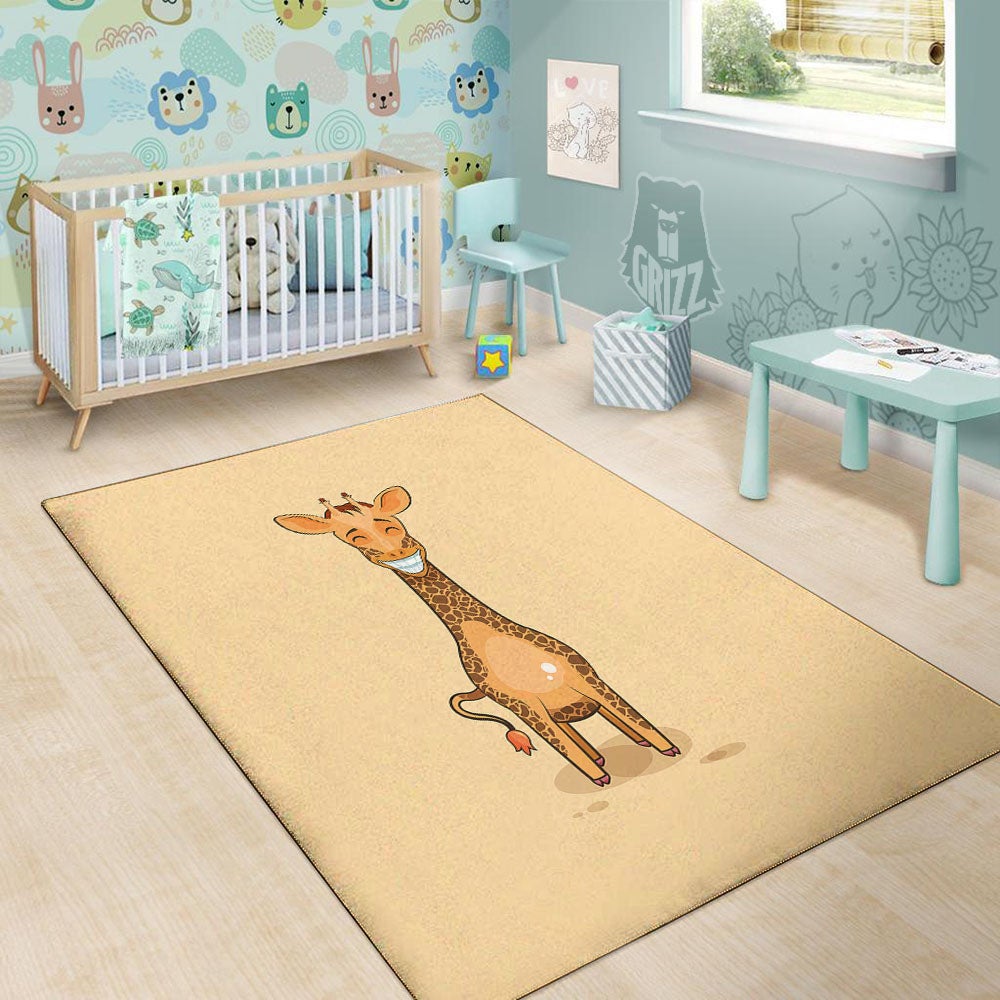 Giraffe Smiley Face Print Floor Mat-grizzshop