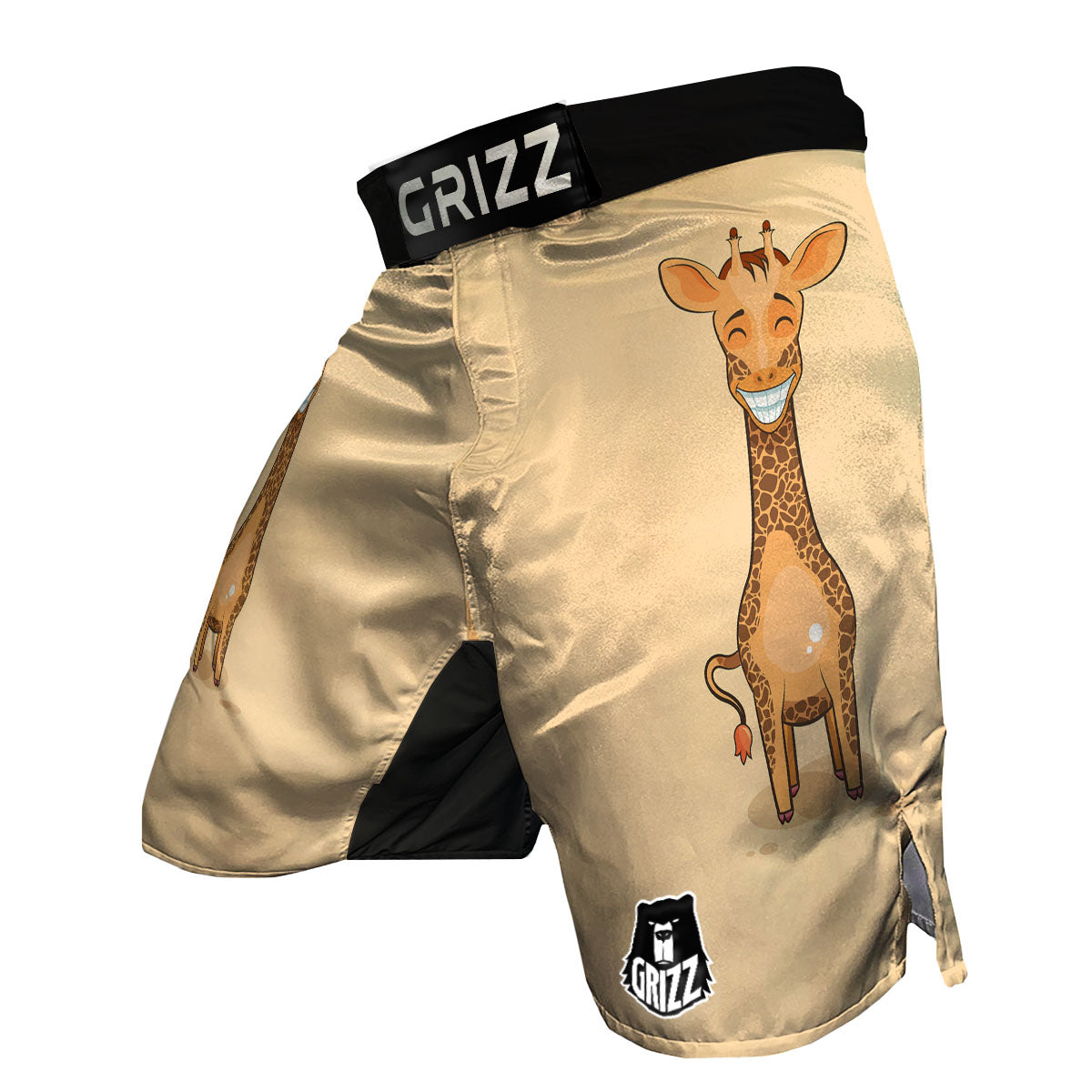 Giraffe Smiley Face Print MMA Shorts-grizzshop