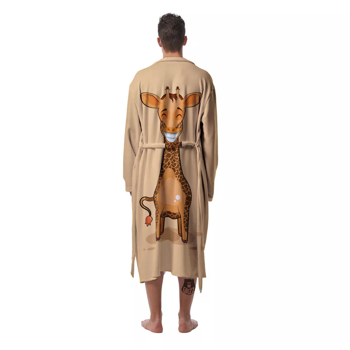 Giraffe Smiley Face Print Men's Robe-grizzshop