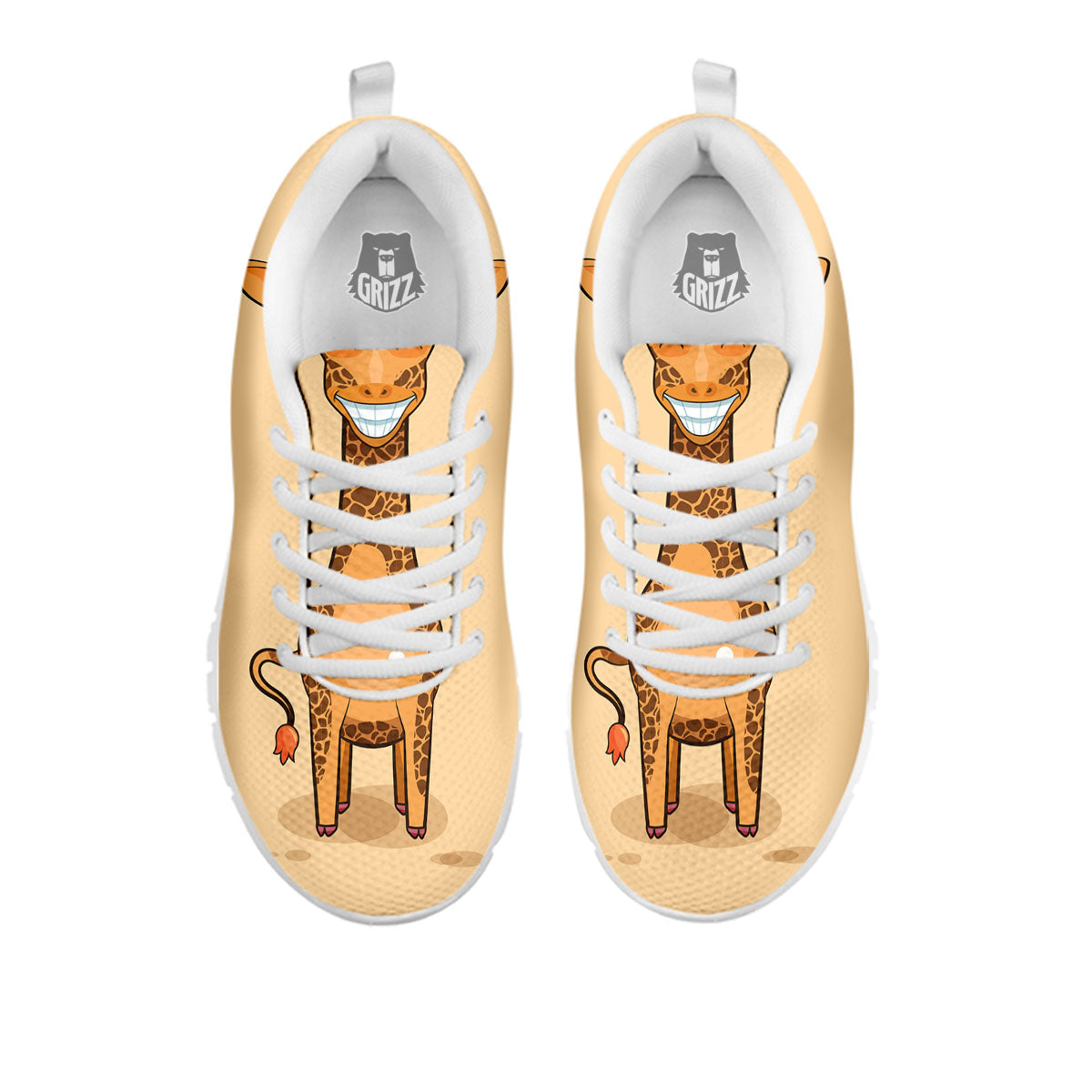 Giraffe Smiley Face Print White Sneaker-grizzshop