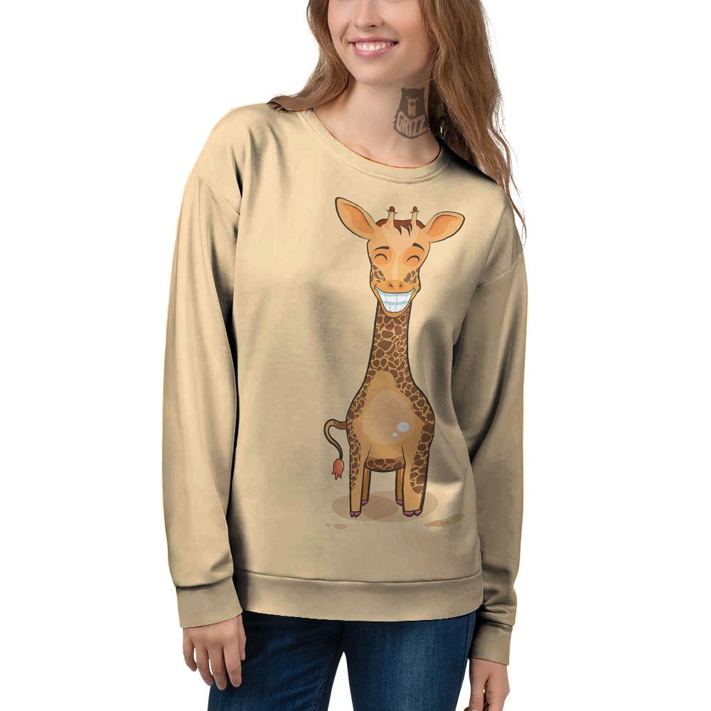 Giraffe Smiley Face Print Women's Sweatshirt-grizzshop
