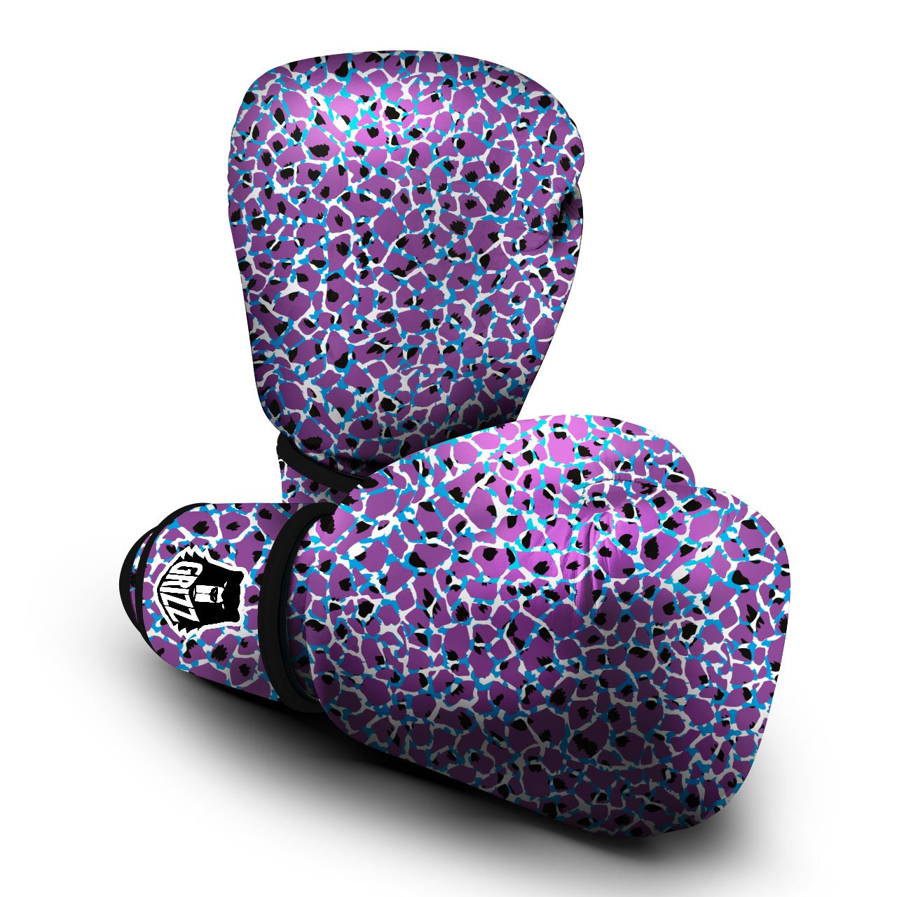Giraffe Teal And Purple Print Pattern Boxing Gloves-grizzshop