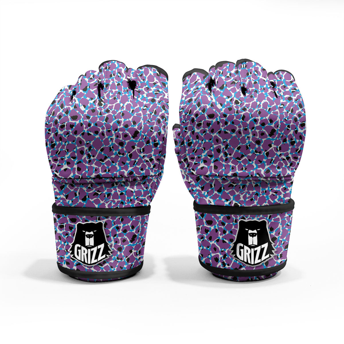 Giraffe Teal And Purple Print Pattern MMA Gloves-grizzshop
