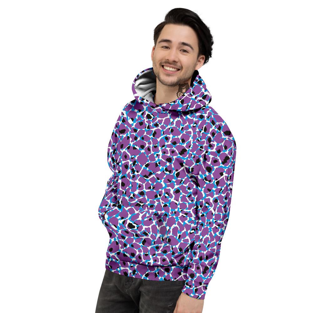 Giraffe Teal And Purple Print Pattern Men's Hoodie-grizzshop
