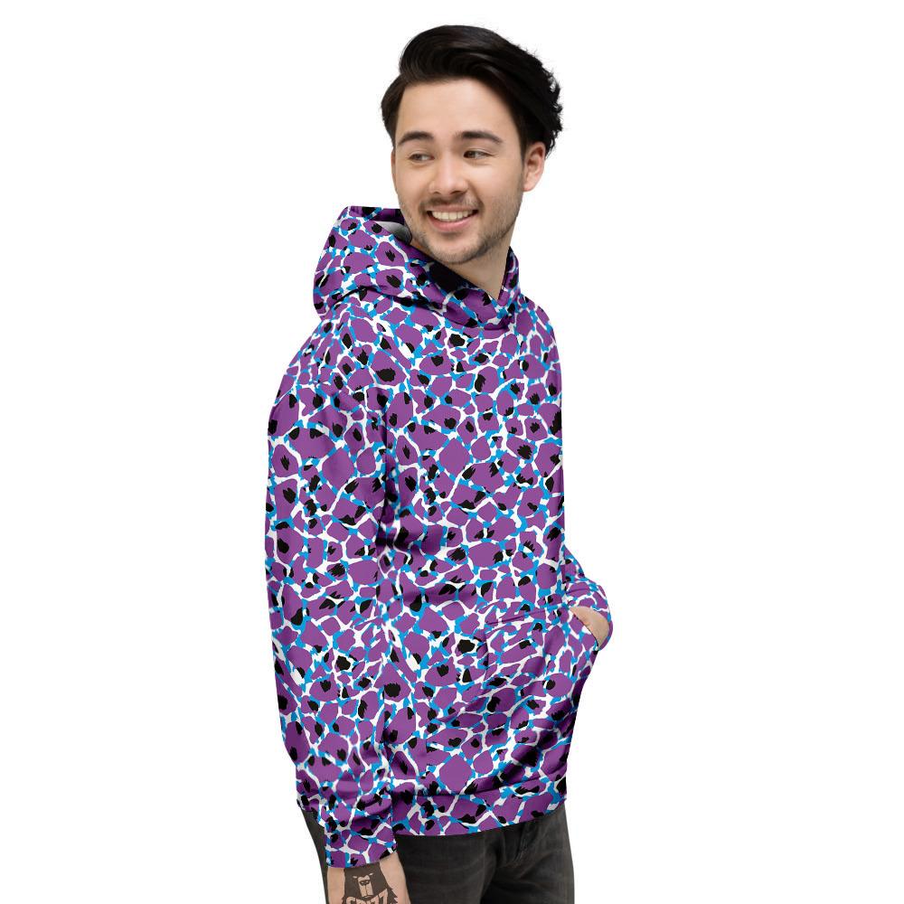 Giraffe Teal And Purple Print Pattern Men's Hoodie-grizzshop