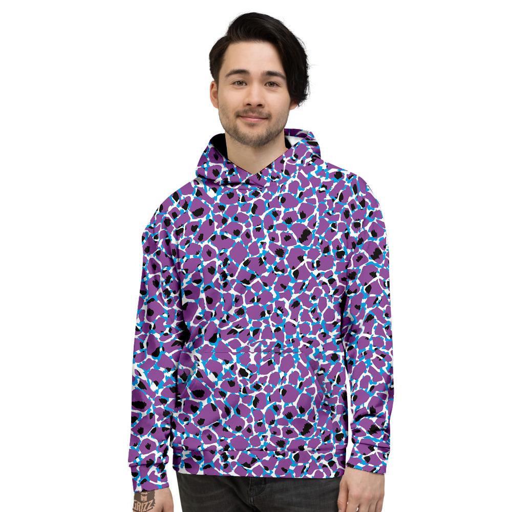 Giraffe Teal And Purple Print Pattern Men's Hoodie-grizzshop