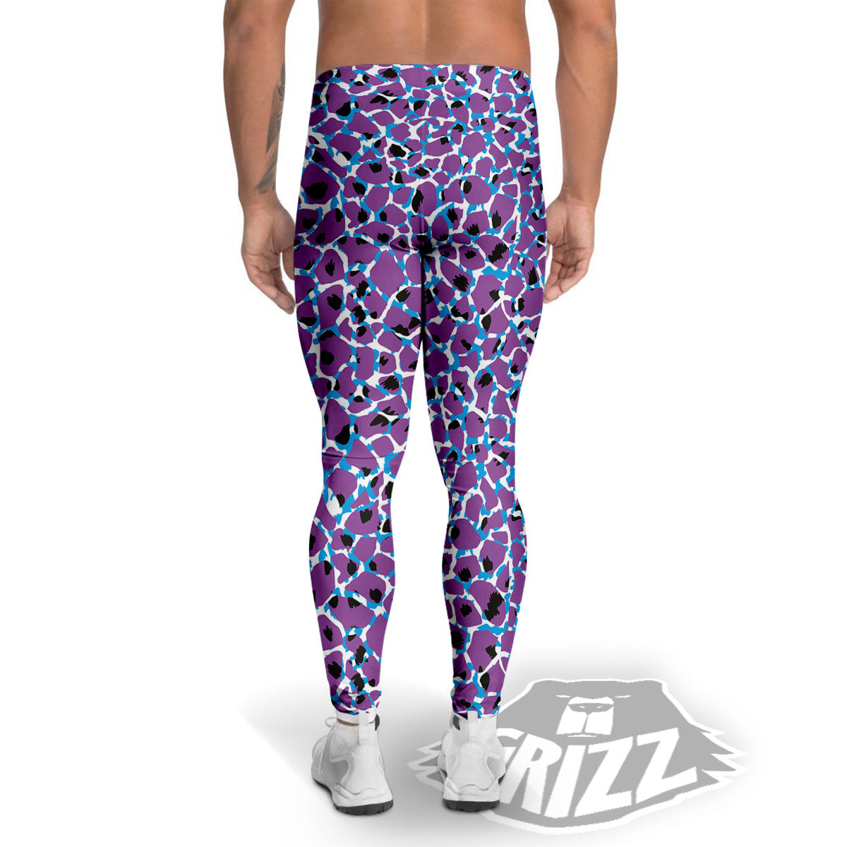 Giraffe Teal And Purple Print Pattern Men's Leggings-grizzshop