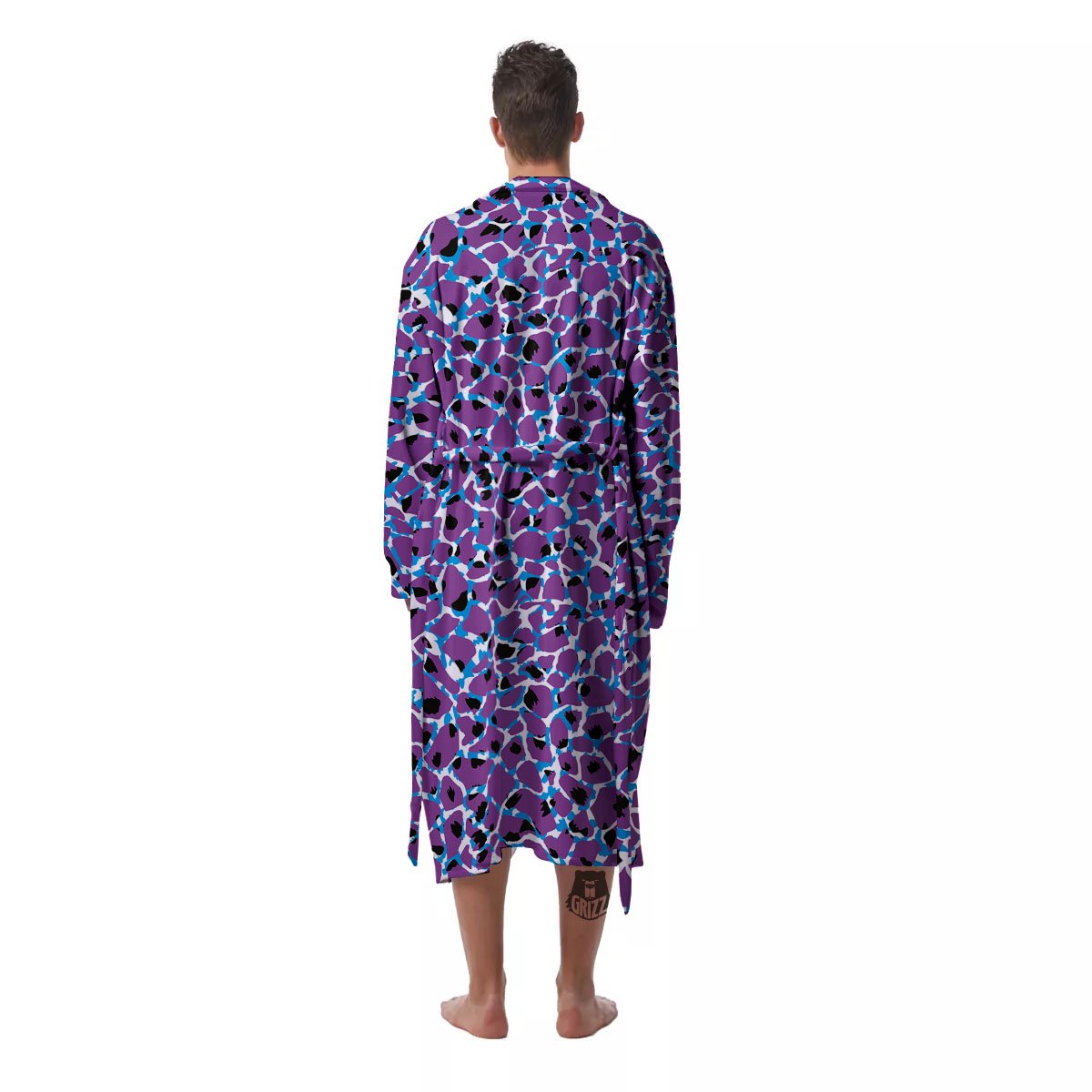 Giraffe Teal And Purple Print Pattern Men's Robe-grizzshop