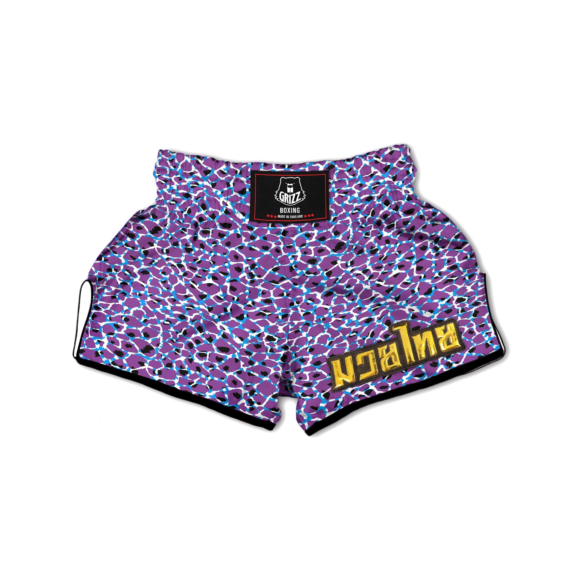 Giraffe Teal And Purple Print Pattern Muay Thai Boxing Shorts-grizzshop