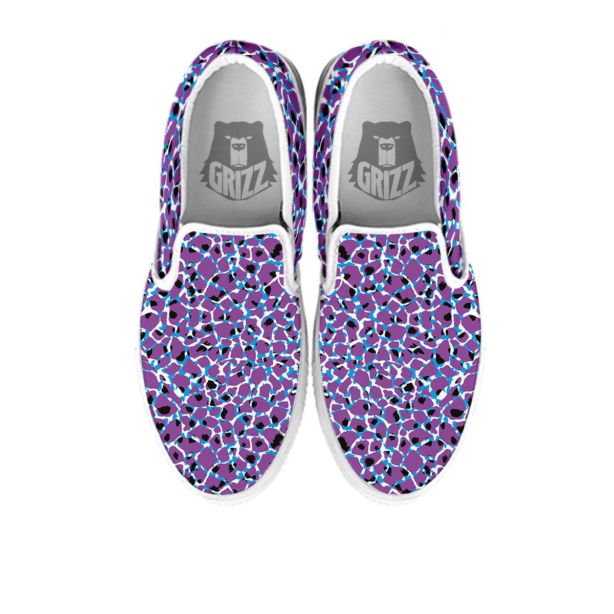 Giraffe Teal And Purple Print Pattern White Slip On Shoes-grizzshop